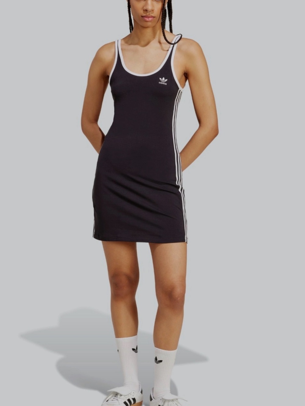 adidas Black Tank Dress with White Stripes